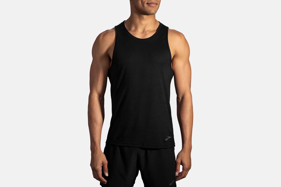 Mens Brooks Distance Tank Tops Black | 058713-EOQ